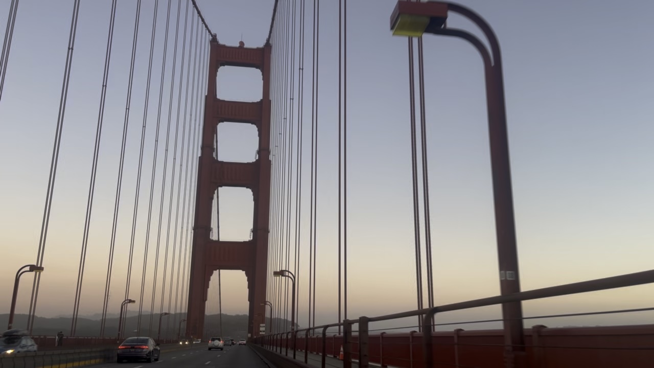 the golden gate bridge at sunset
