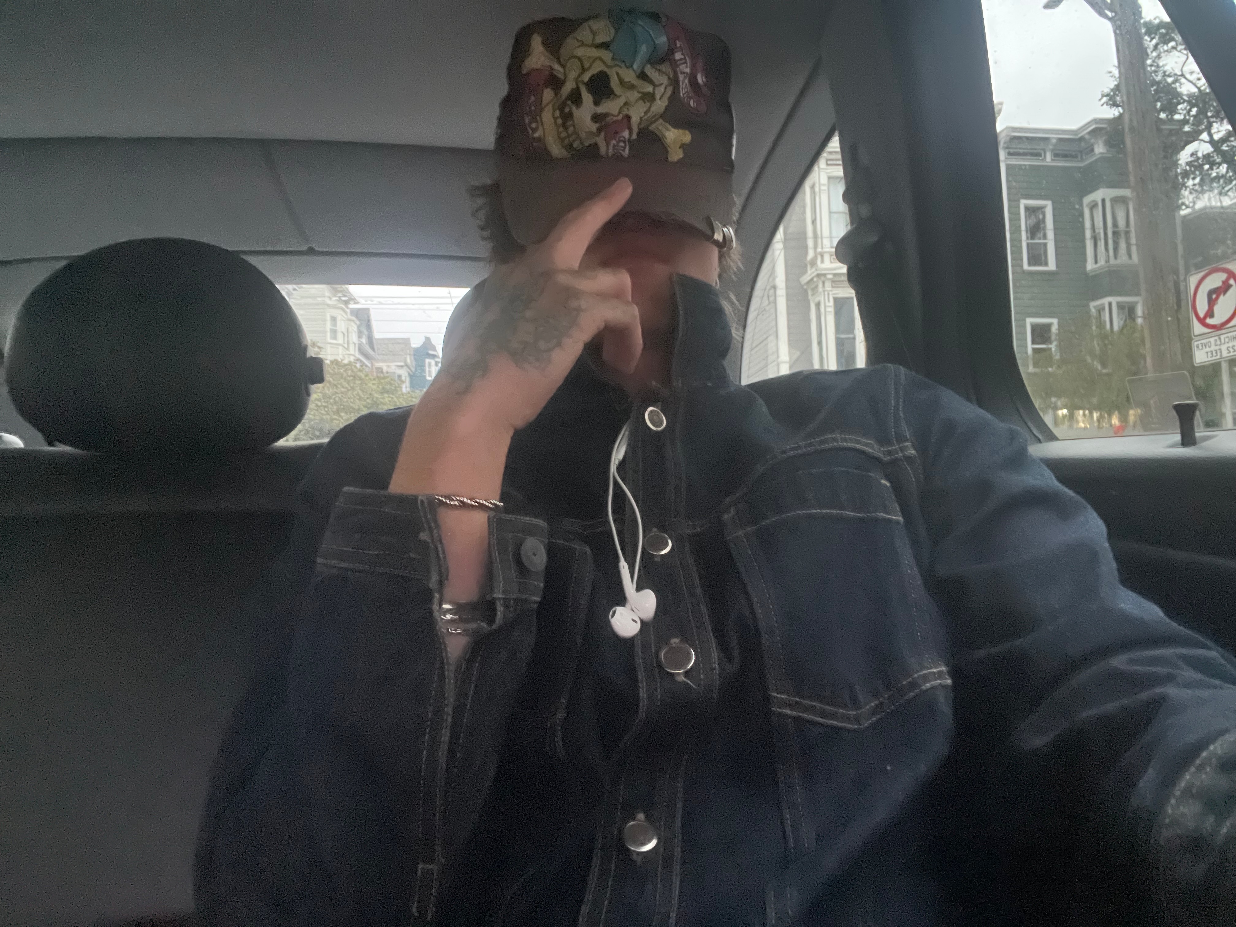 selfie in the back of a car
